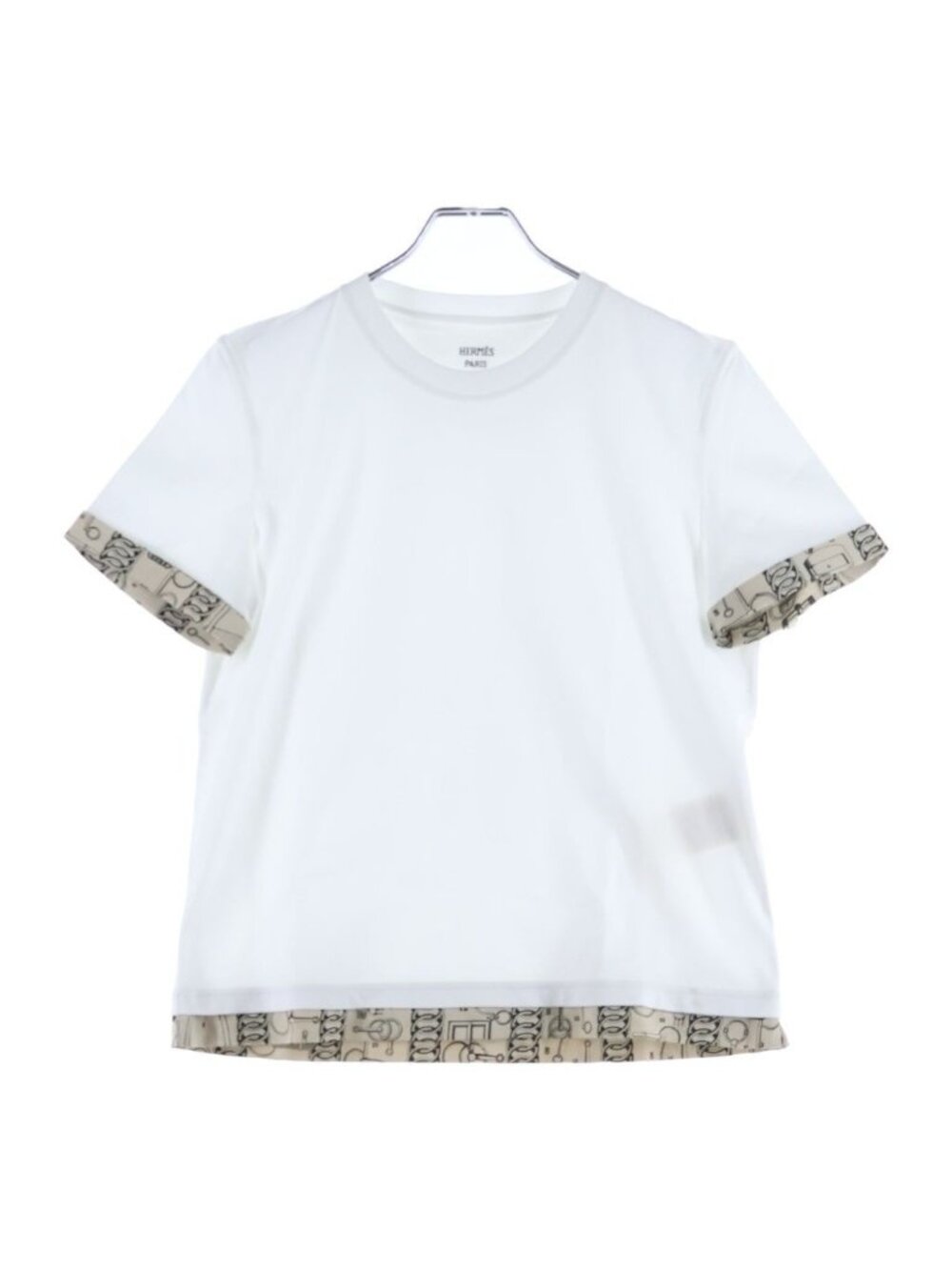 Hermes H Kelly Cahier du Colporteur Print T-Shirt White Beige Cotton